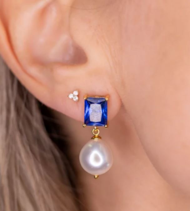 Alluring Blue and Pearl Drop Earrings Sybella 