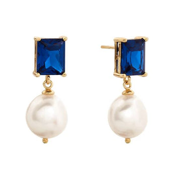 Alluring Blue and Pearl Drop Earrings Sybella 