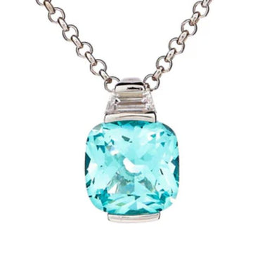Aqua Square CZ Necklace Sybella 