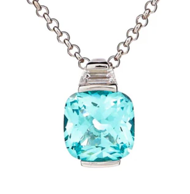 Aqua Square CZ Necklace Sybella 