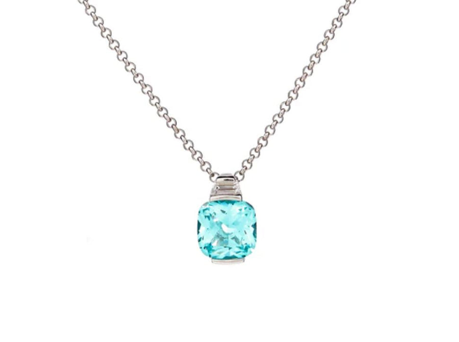 Aqua Square CZ Necklace Sybella 