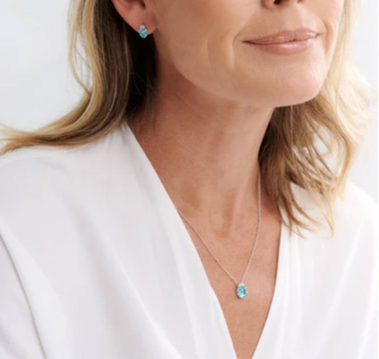 Aqua Square CZ Necklace Sybella 