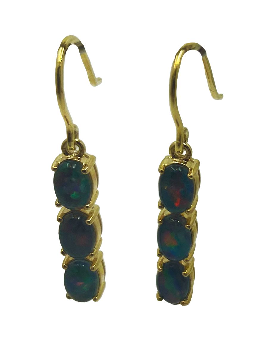 Australian Opal Gold Hook Earrings Gold jewellery Paterson Fine Jewellery 