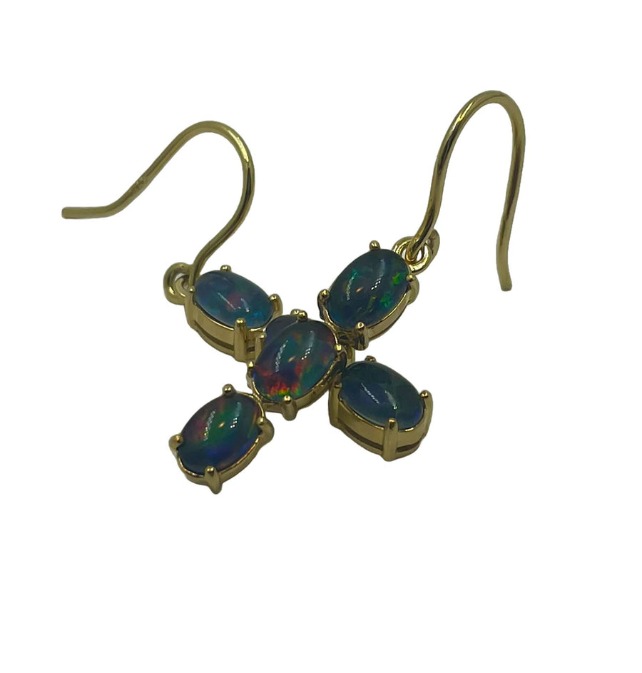 Australian Opal Gold Hook Earrings Gold jewellery Paterson Fine Jewellery 