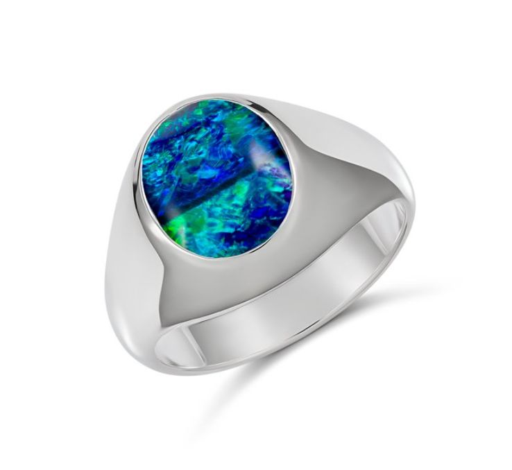 Australian Opal Oval Bezel Ring Gold jewellery Paterson Fine Jewellery Opal SIL 
