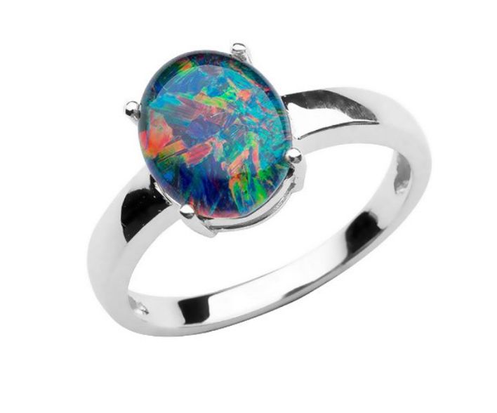 Australian Opal Oval Claw Ring Gold jewellery Paterson Fine Jewellery 