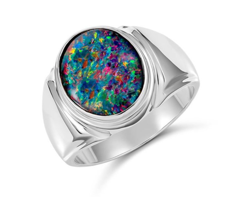 Australian Opal Oval Dress Ring Gold jewellery Paterson Fine Jewellery Opal SIL 