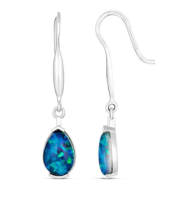 Australian Opal Pear Drop Earrings Gold jewellery Paterson Fine Jewellery Opal SIL 