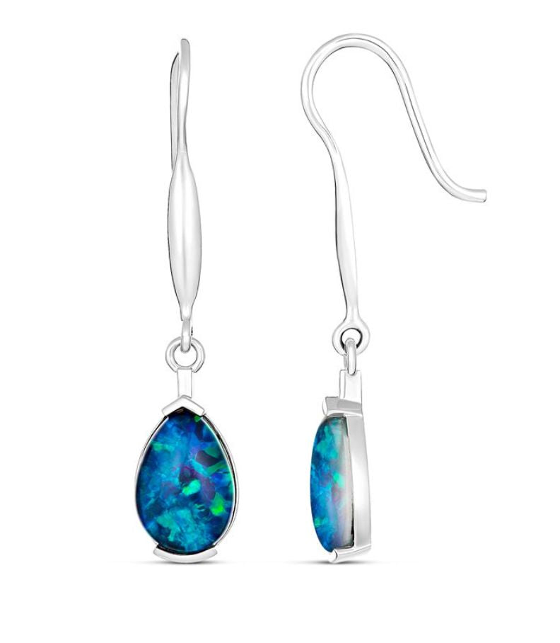 Australian Opal Pear Drop Earrings Gold jewellery Paterson Fine Jewellery Opal SIL 