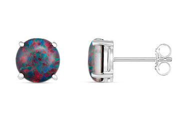 Australian Opal Round Studs Gold jewellery Paterson Fine Jewellery Opal SIL 