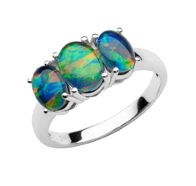 Australian Opal Triple Ring Gold jewellery Paterson Fine Jewellery Opal SIL 