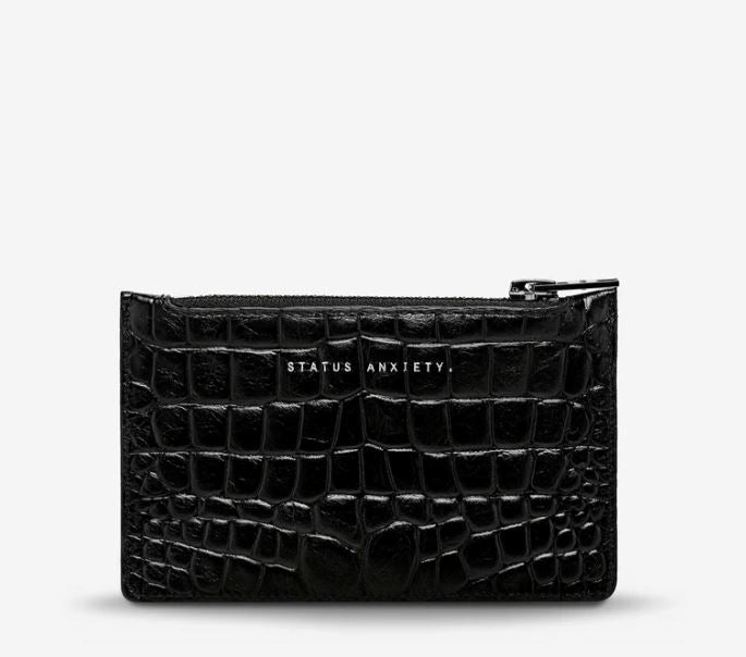 'Avoiding Things' Leather Wallet Wallet Status Anxiety Black Croc Emboss 