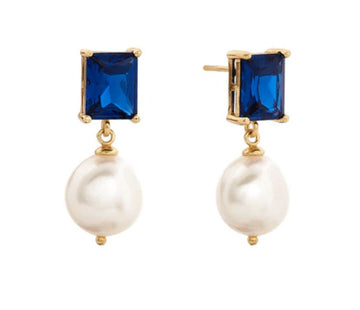 Baguette Blue Pearl Earrings Sybella 