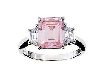 Baguette Cut Pink and White CZ Ring Sybella 