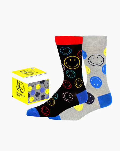 Bamboozled Men's Bamboo Socks 2pk Gift Box - Smiley Underwear Pussyfoot 