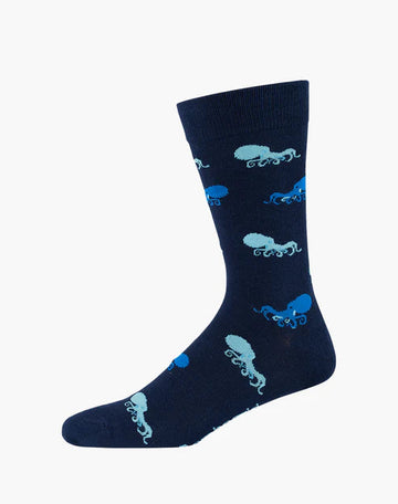 Bamboozled Men's Bamboo Socks - Octopus Underwear Pussyfoot Navy 7~11 