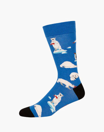 Bamboozled Men's Bamboo Socks - Polar Bear Underwear Pussyfoot Blue 7~11 