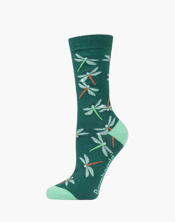 Bamboozled Women's Bamboo Socks - Dragonfly Underwear Pussyfoot Green 2~8 