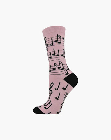 Bamboozled Women's Bamboo Socks - Musical Notes Underwear Pussyfoot Pink 2~8 