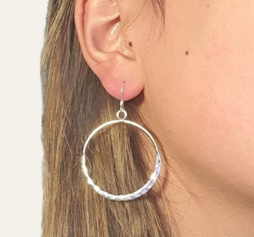 Beaten Drop Hoop Earrings Accessories Gammies 