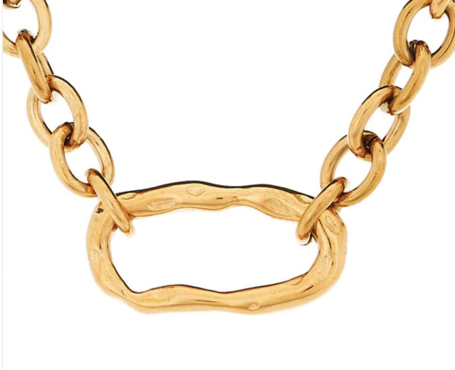 Beaten Oval Link Gold Necklace Necklace Sybella 