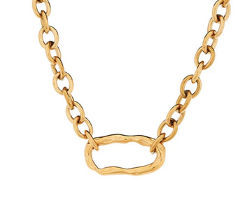 Beaten Oval Link Gold Necklace Necklace Sybella 