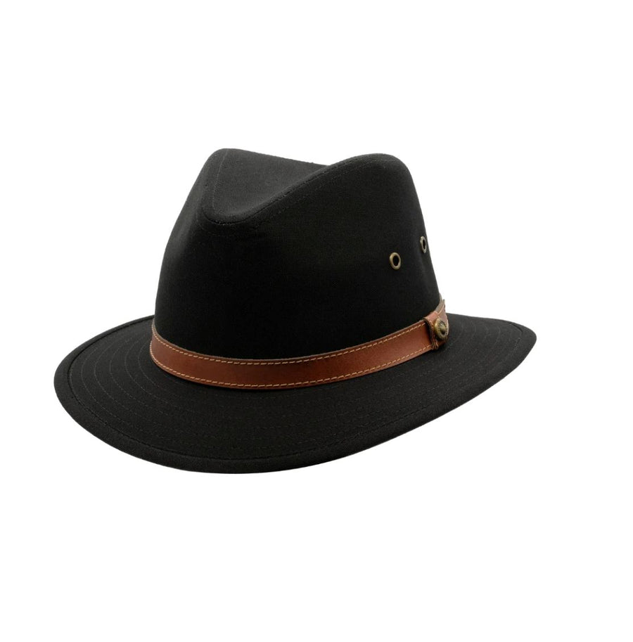 Blocked Canvas Hat w/ Faux Leather Band Hat Avenel Black M 