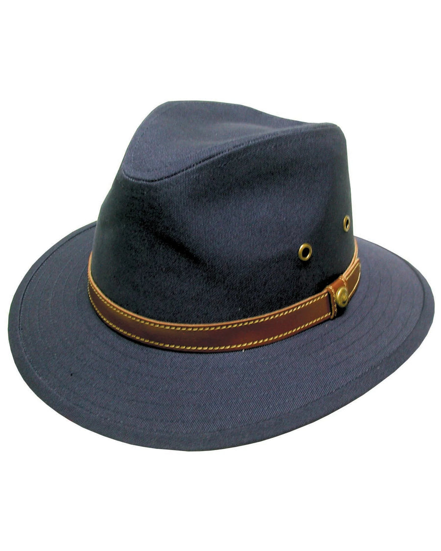 Blocked Canvas Hat w/ Faux Leather Band Hat Avenel Navy S 