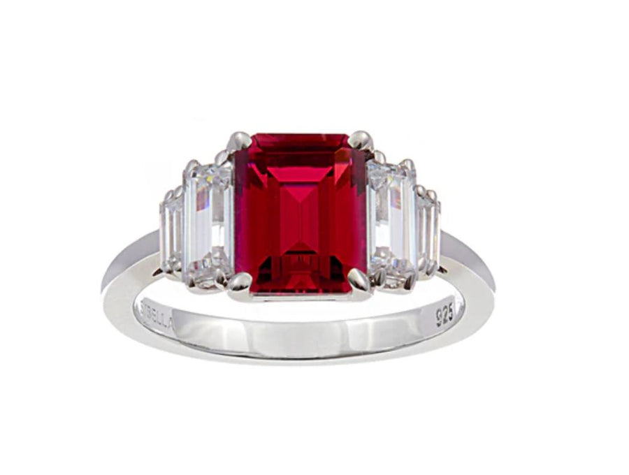 Bright Baguette Ruby CZ Ring Sybella 