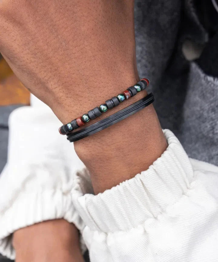 Brontide Beaded Bracelet 6mm - Koyasan | Black Men's Jewellery Antell 