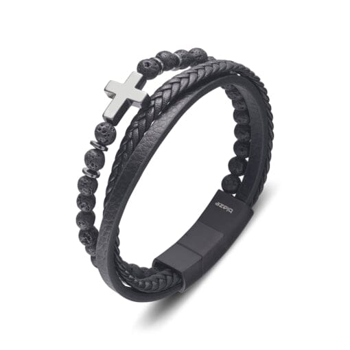 Calais Leather Bracelet DPI Jewellery Black 