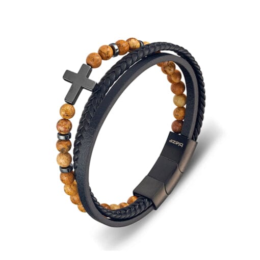 Calais Leather Bracelet DPI Jewellery Black & Brown 