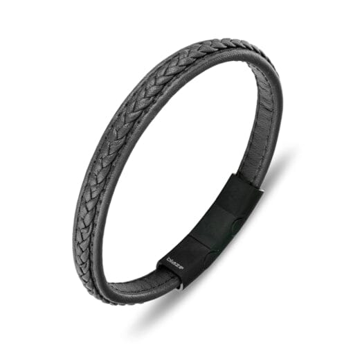 Calo Plaited Leather Bracelet Men's Jewellery DPI Jewellery Black 19cm 