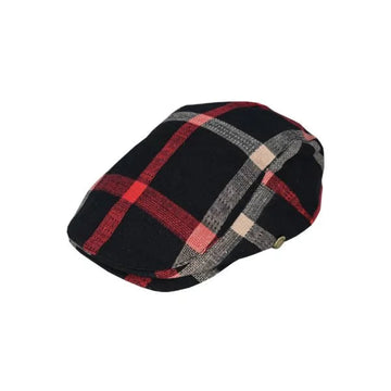 Carter Cotton Plaid Ivy Cap Hat Avenel Black One Size Adjustable 