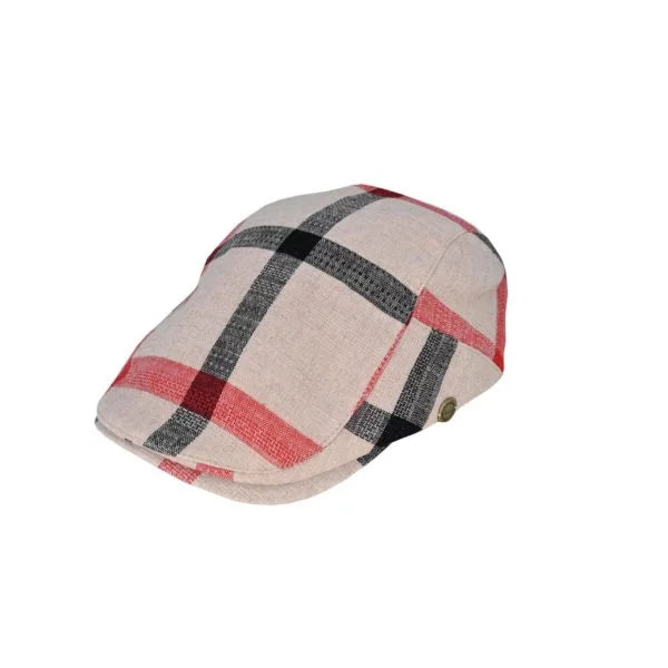 Carter Cotton Plaid Ivy Cap Hat Avenel Natural One Size Adjustable 