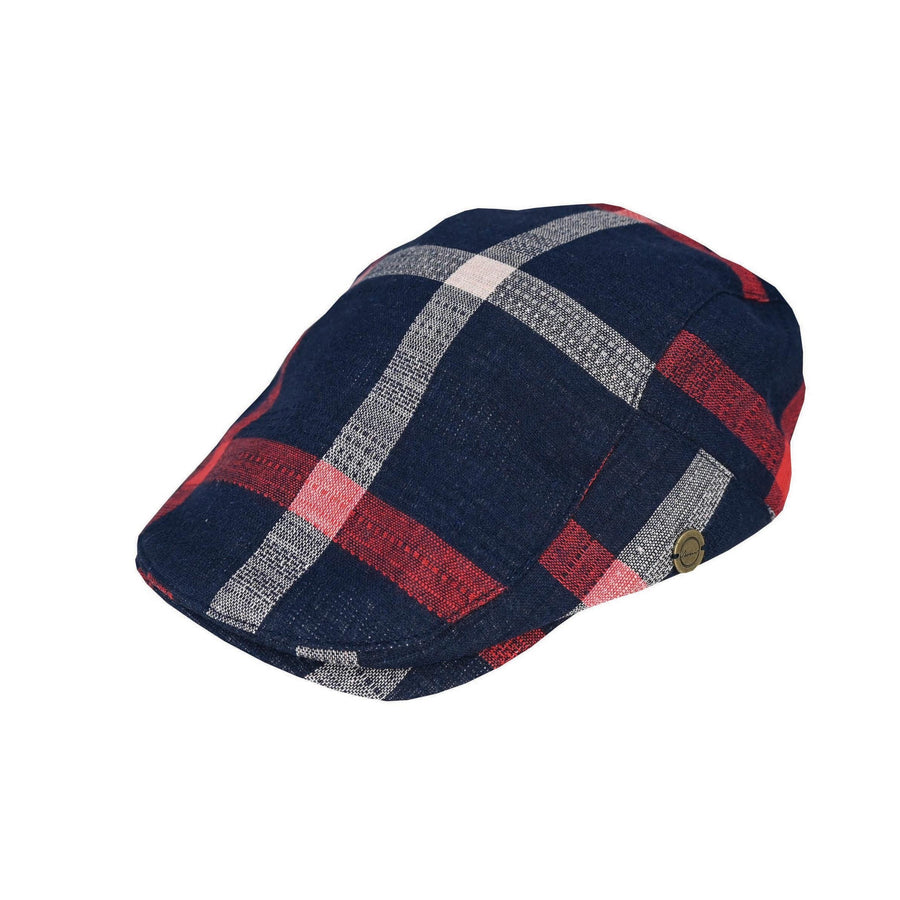 Carter Cotton Plaid Ivy Cap Hat Avenel Navy One Size Adjustable 