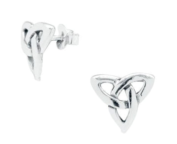 Celtic Triangle Knot Studs Earrings Rainbow Silver 