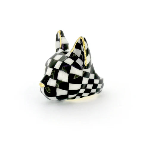 Checkered Cat Ring Jewellery Good After Nine TH 