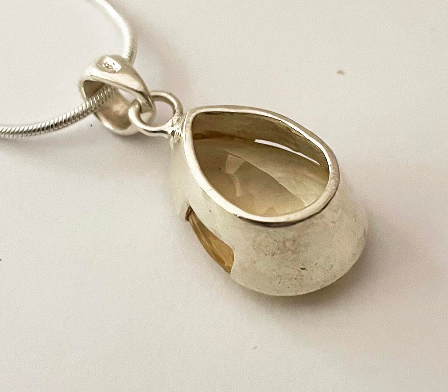 Citrine Teardrop Pendant Silver Chain Women's Jewellery Loona 