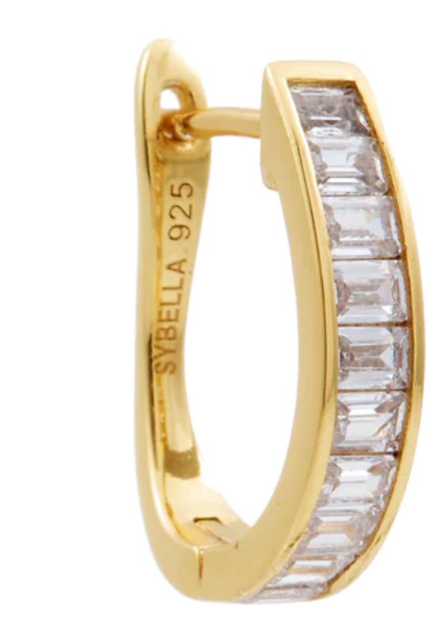 Clear Baguette CZ Hoop Earrings Sybella 