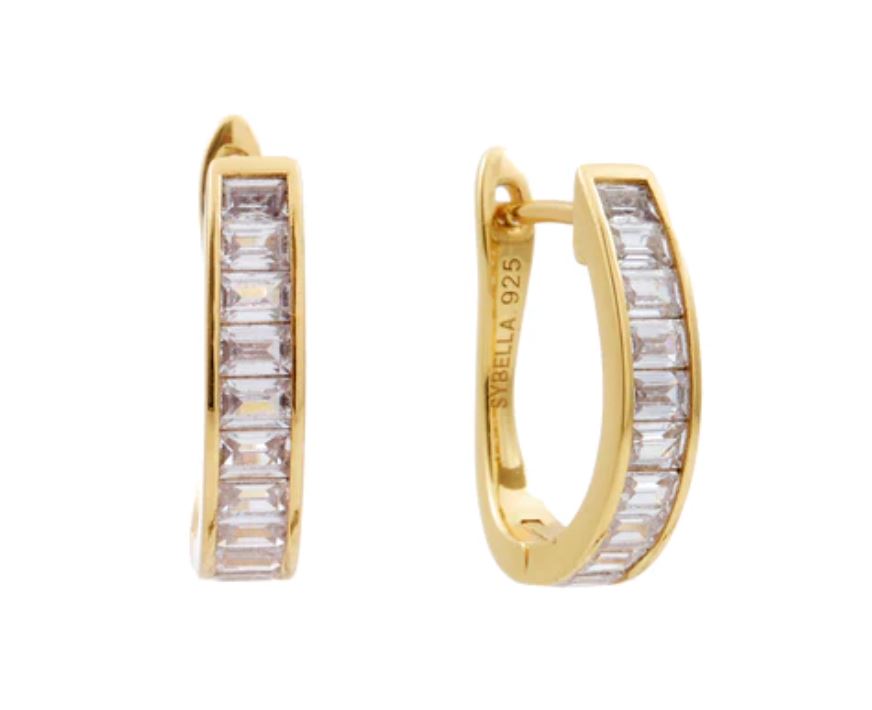 Clear Baguette CZ Hoop Earrings Sybella 