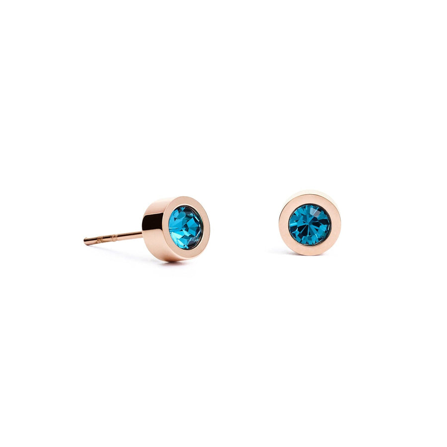 Coeur de Lion Azure Blue Crystal Rose Gold Stud Earrings Earrings Timesupply 