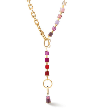 Coeur de Lion GeoCube Cabernet Ruby Chain Necklace Women's Jewellery Timesupply 