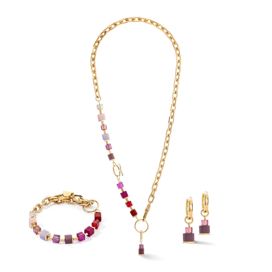 Coeur de Lion GeoCube Cabernet Ruby Chain Necklace Women's Jewellery Timesupply 