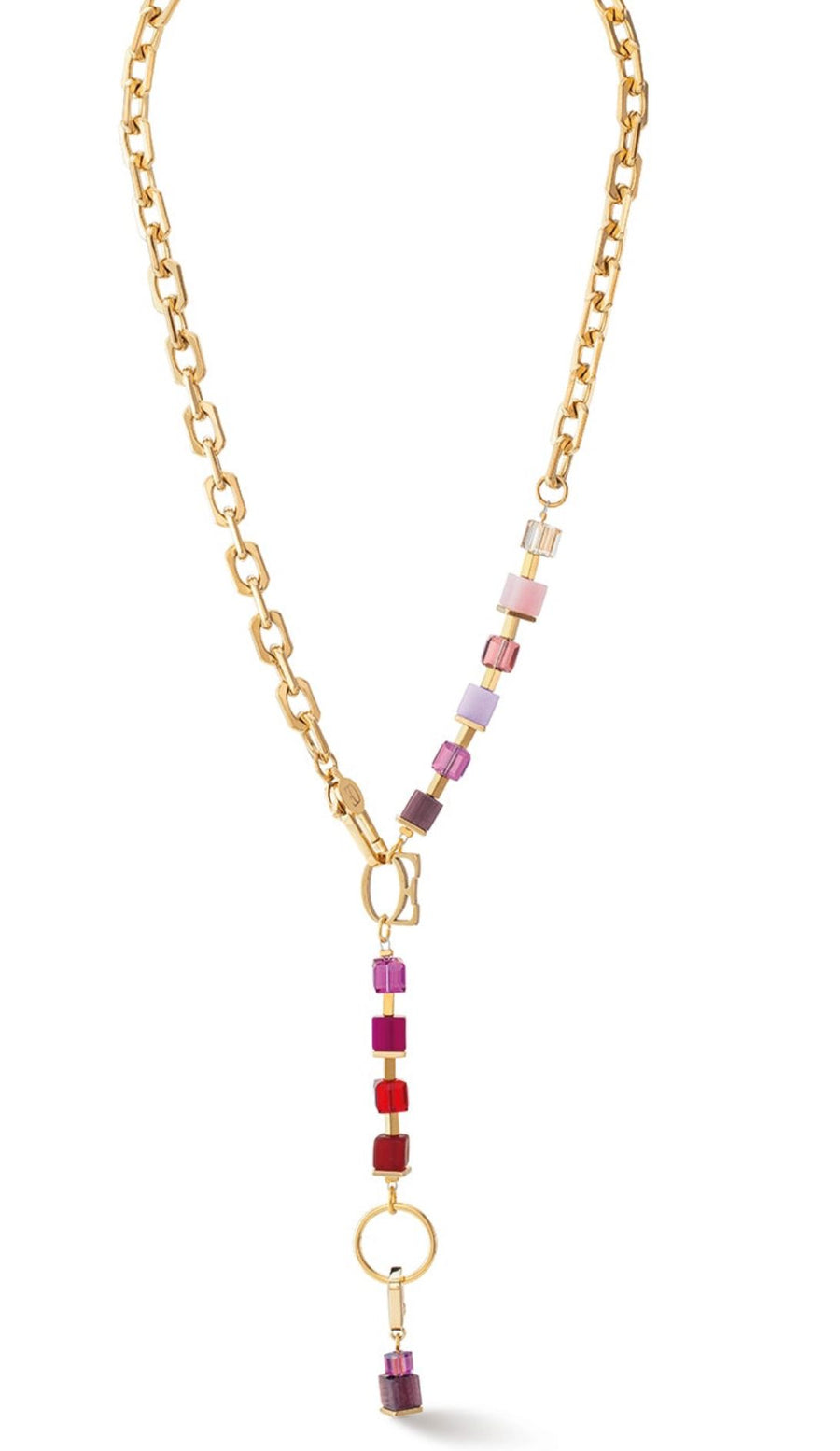 Coeur de Lion GeoCube Cabernet Ruby Chain Necklace Women's Jewellery Timesupply 