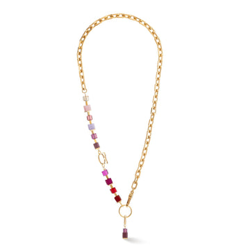 Coeur de Lion GeoCube Cabernet Ruby Chain Necklace Women's Jewellery Timesupply 