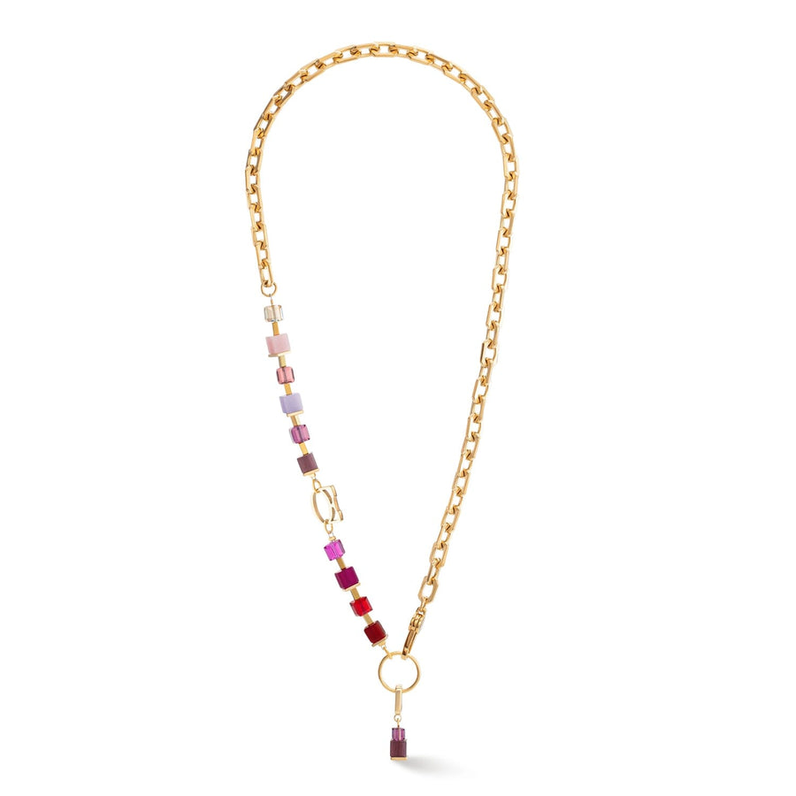 Coeur de Lion GeoCube Cabernet Ruby Chain Necklace Women's Jewellery Timesupply 