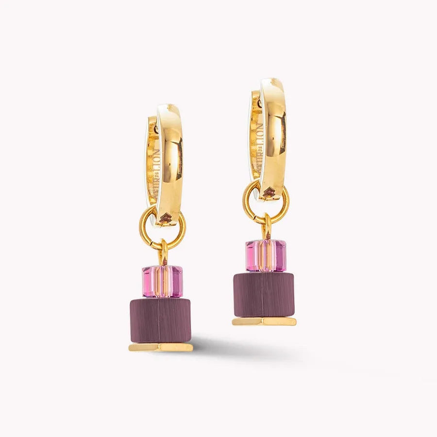 Coeur de Lion GeoCube Cabernet Ruby Earrings Women's Jewellery Timesupply 