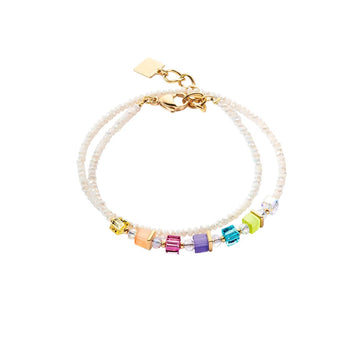 Coeur De Lion GeoCube Ivory Rainbow Double Wrap Bracelet Women's Jewellery Timesupply 