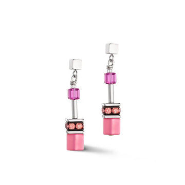 Coeur De Lion GeoCube Magnetic Magenta Earrings Women's Jewellery Timesupply 
